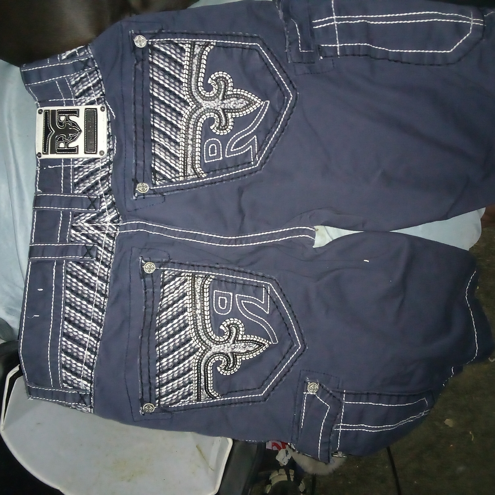 Navy Blue Embellished Shorts